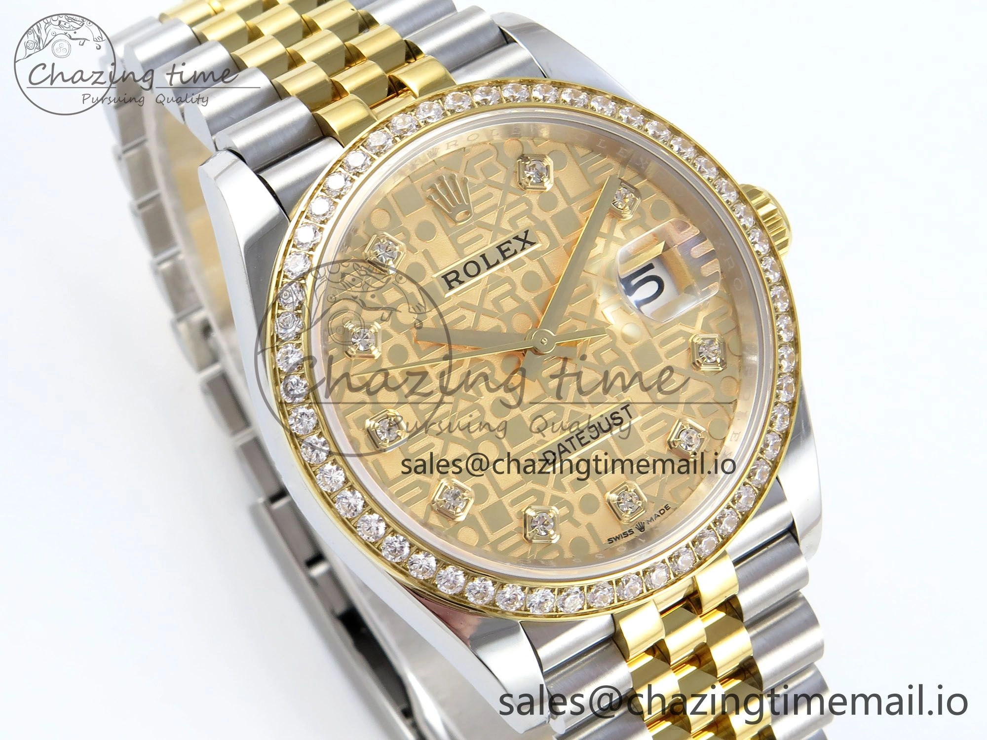 Reliable DateJust 36 126283RBR EWEF Best Edition Rolxx YG Diamonds Dial on SS YG Jubilee Bracelet A 632