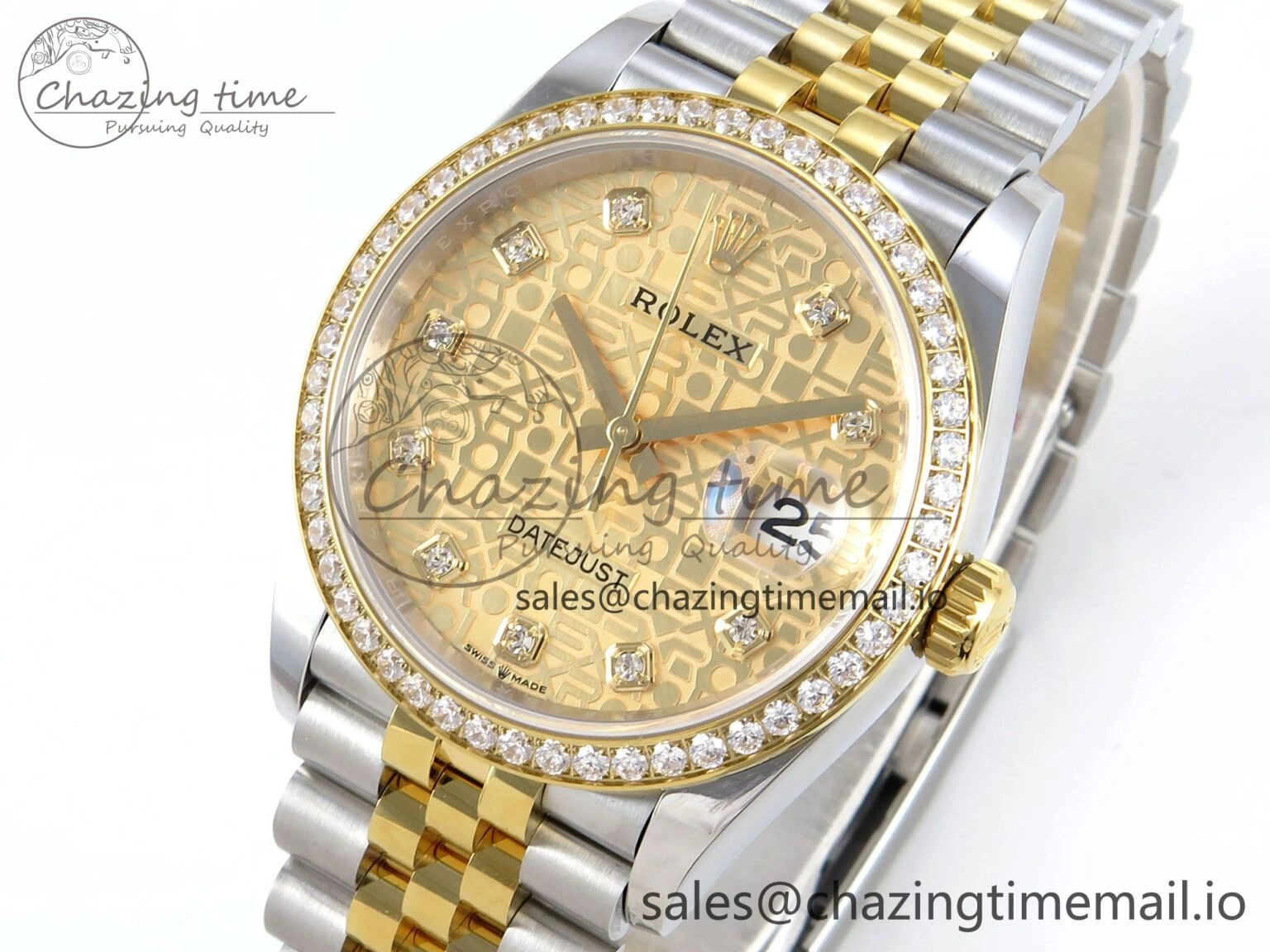 Reliable DateJust 36 126283RBR EWEF Best Edition Rolxx YG Diamonds Dial on SS YG Jubilee Bracelet A 632