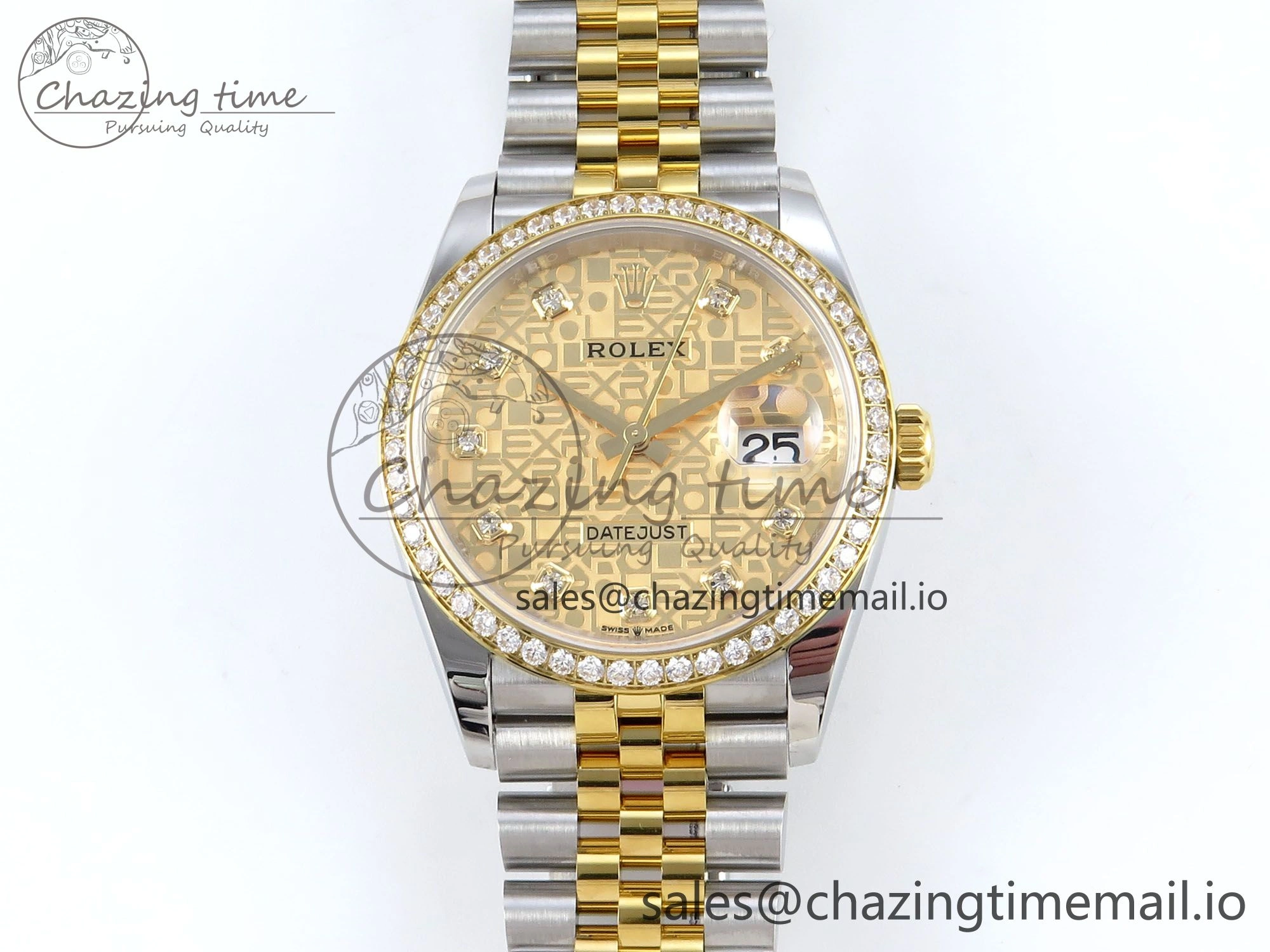 Reliable DateJust 36 126283RBR EWEF Best Edition Rolxx YG Diamonds Dial on SS YG Jubilee Bracelet A 632
