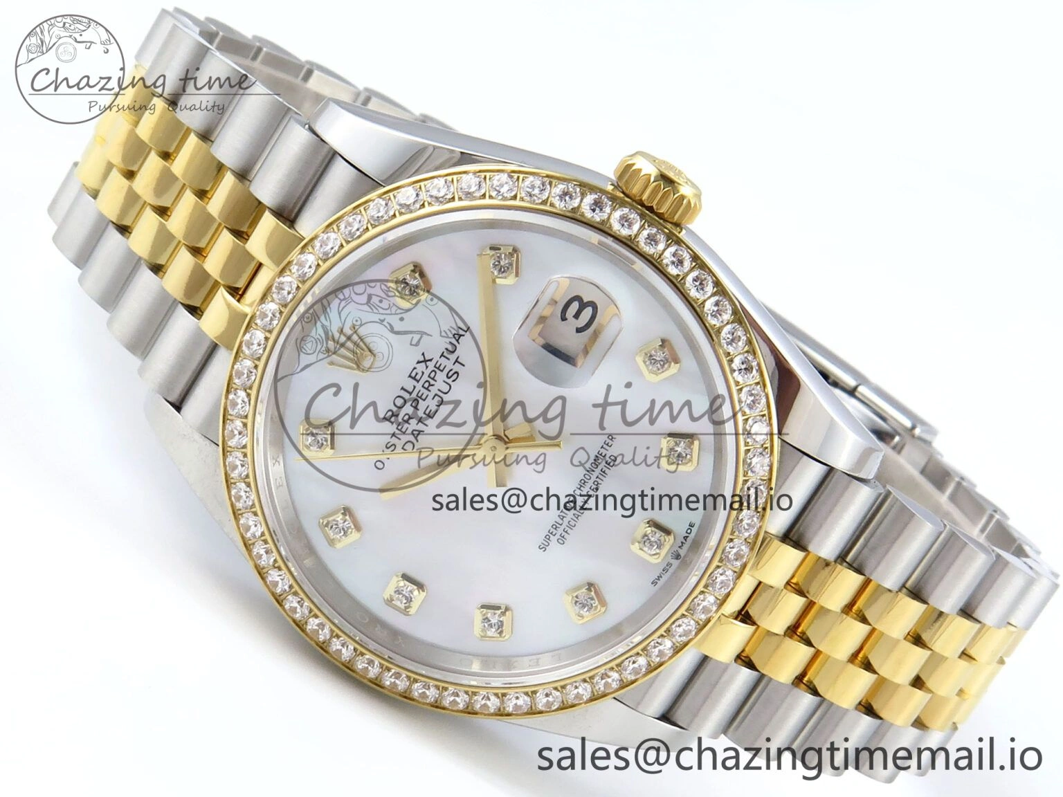 DateJust 36 126283RBR EWEF Best Edition White MOP Diamonds Dial on SS YG Jubilee Bracelet A Unisex 637