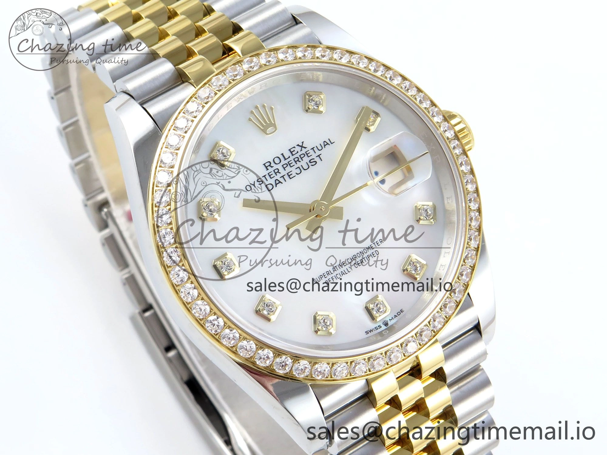 DateJust 36 126283RBR EWEF Best Edition White MOP Diamonds Dial on SS YG Jubilee Bracelet A Unisex 637