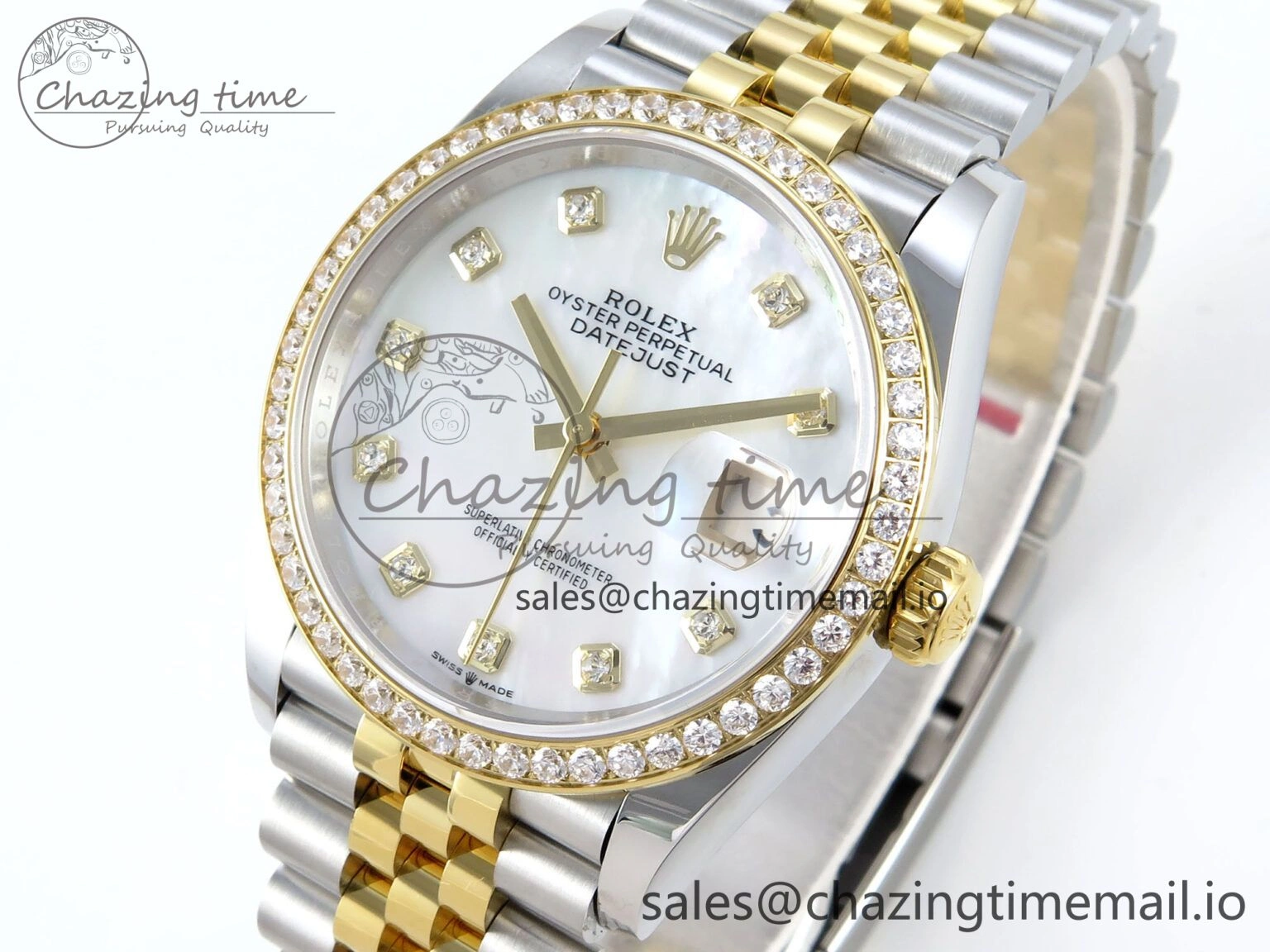 DateJust 36 126283RBR EWEF Best Edition White MOP Diamonds Dial on SS YG Jubilee Bracelet A Unisex 637