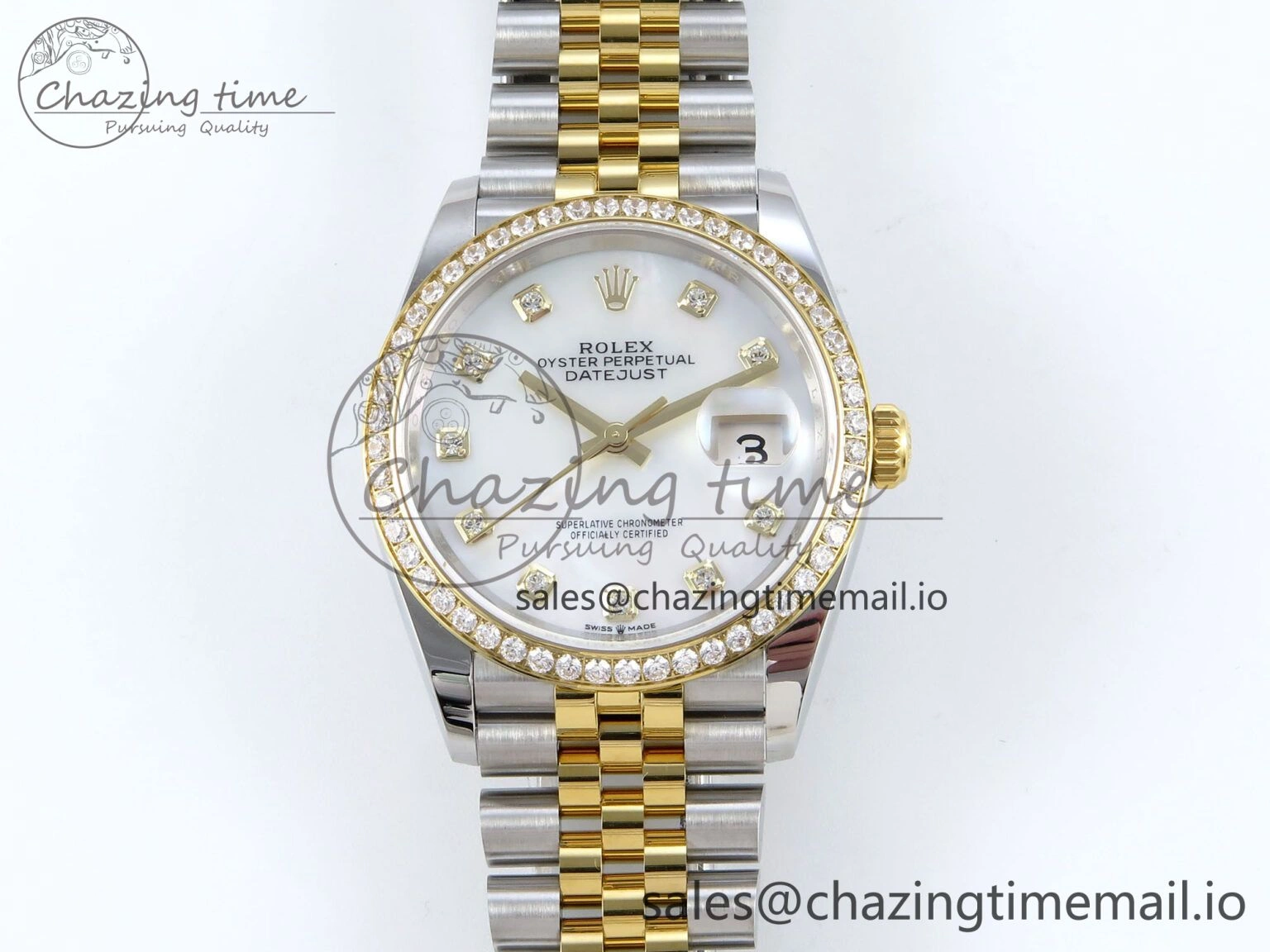 DateJust 36 126283RBR EWEF Best Edition White MOP Diamonds Dial on SS YG Jubilee Bracelet A Unisex 637