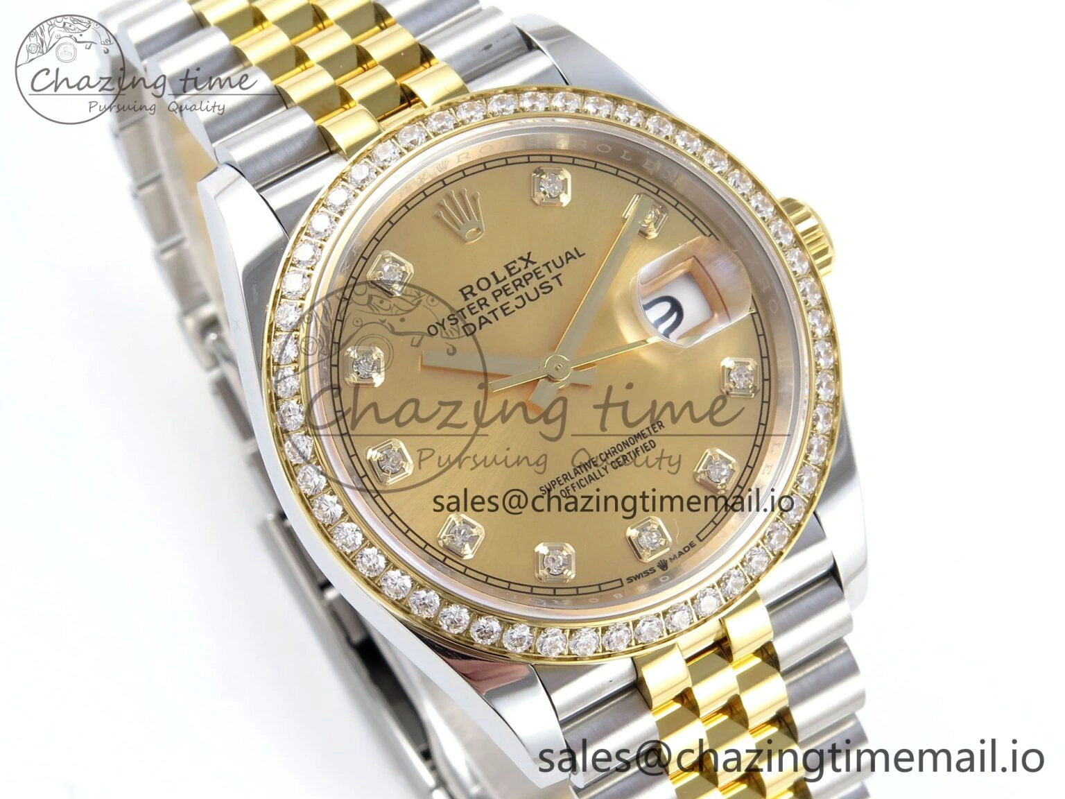 Versatile DateJust 36 126283RBR EWEF Best Edition YG Diamonds Dial on SS YG Jubilee Bracelet A 635