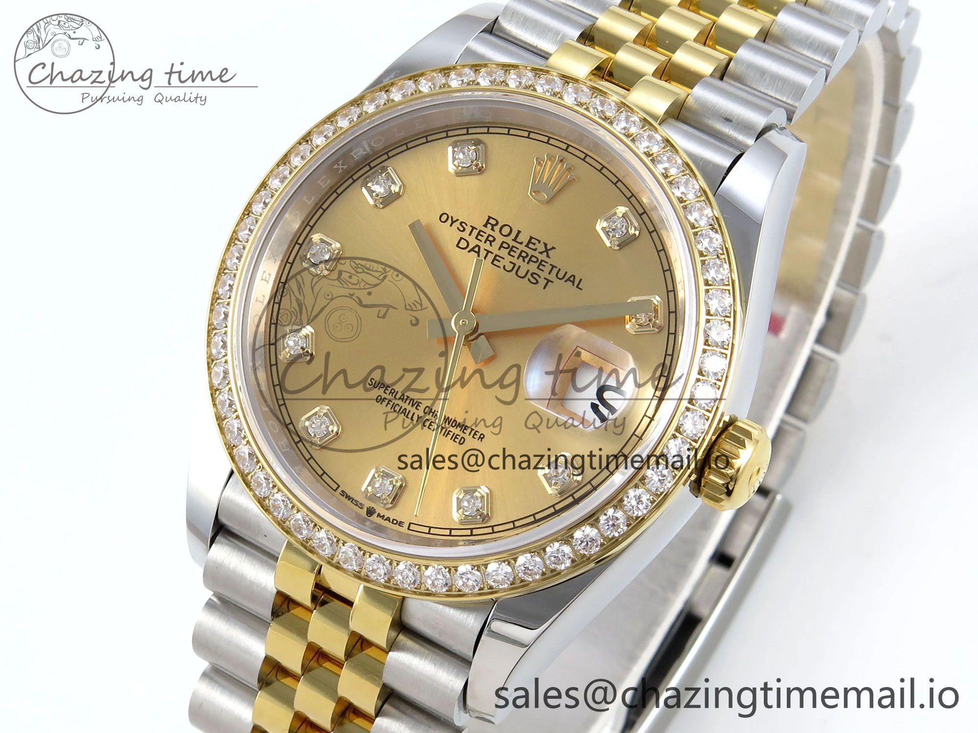 Versatile DateJust 36 126283RBR EWEF Best Edition YG Diamonds Dial on SS YG Jubilee Bracelet A 635