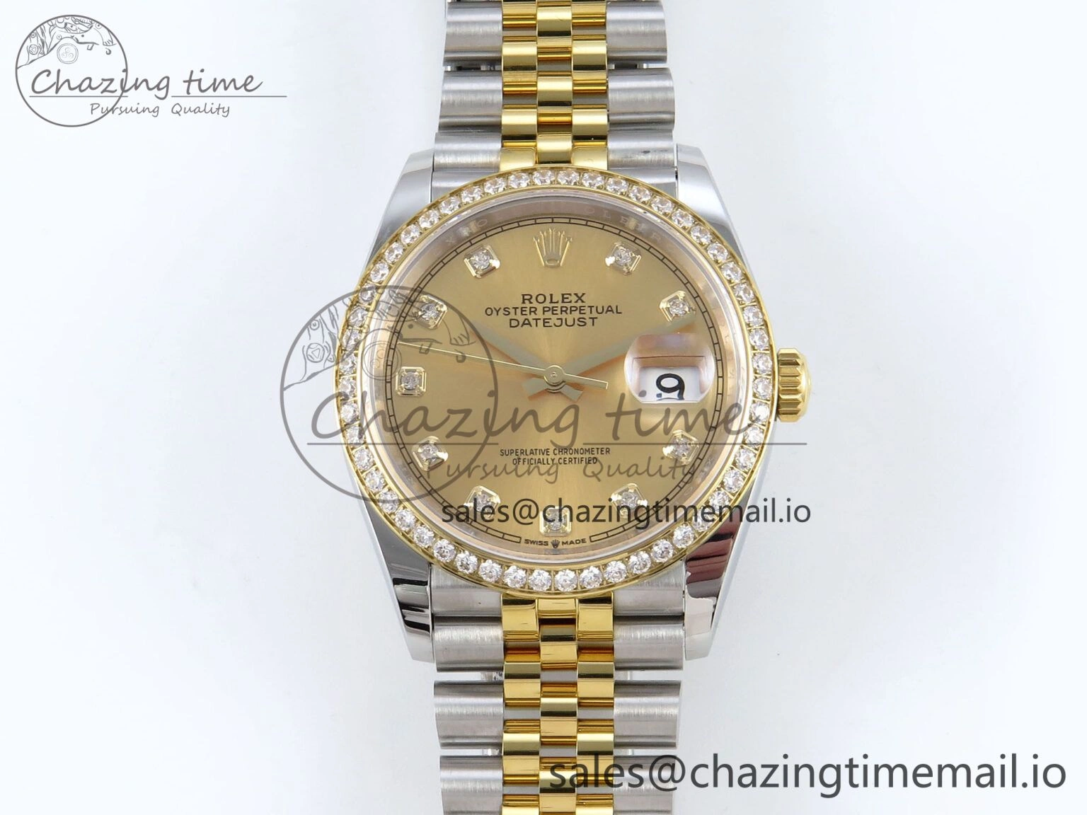 Versatile DateJust 36 126283RBR EWEF Best Edition YG Diamonds Dial on SS YG Jubilee Bracelet A 635