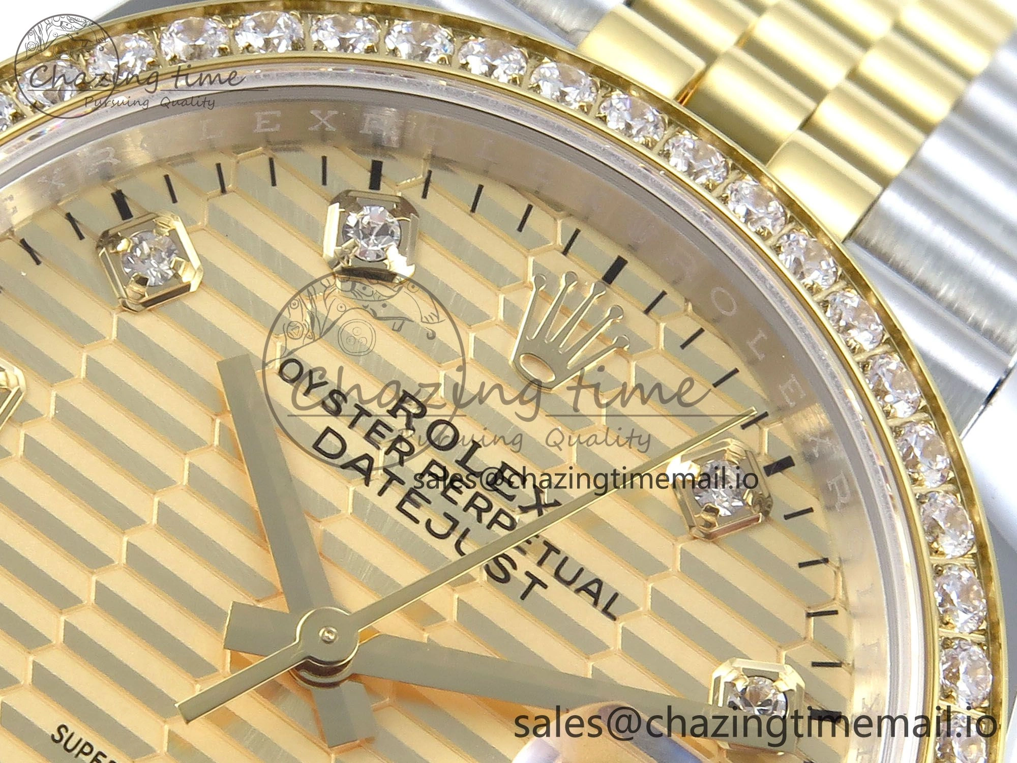 Chic DateJust 36 126283RBR EWEF Best Edition YG Textured Diamonds Dial on SS YG Jubilee Bracelet A 638