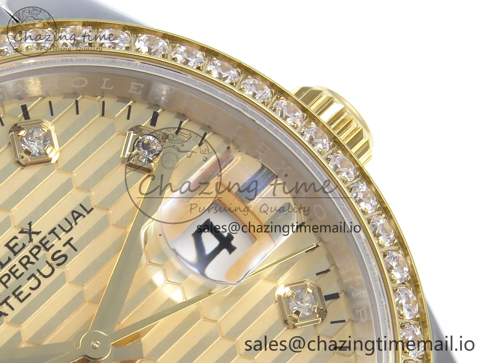 Chic DateJust 36 126283RBR EWEF Best Edition YG Textured Diamonds Dial on SS YG Jubilee Bracelet A 638