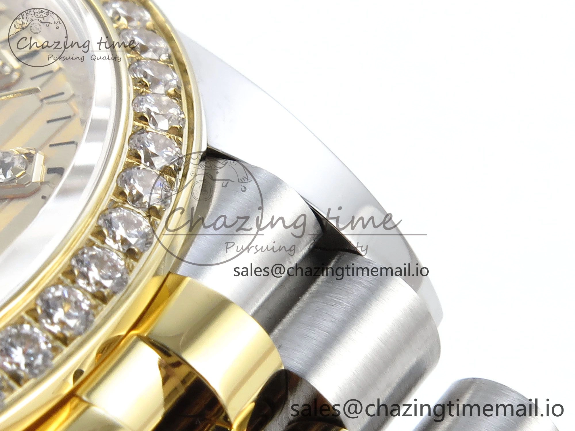 Chic DateJust 36 126283RBR EWEF Best Edition YG Textured Diamonds Dial on SS YG Jubilee Bracelet A 638