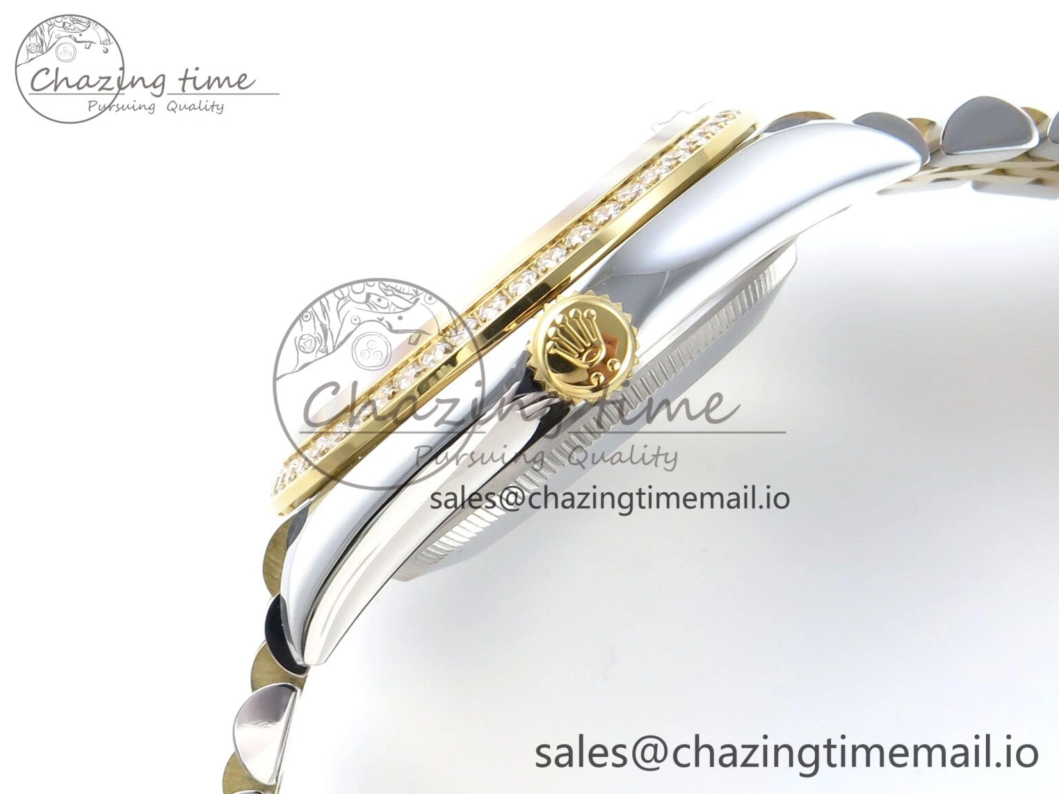 Chic DateJust 36 126283RBR EWEF Best Edition YG Textured Diamonds Dial on SS YG Jubilee Bracelet A 638