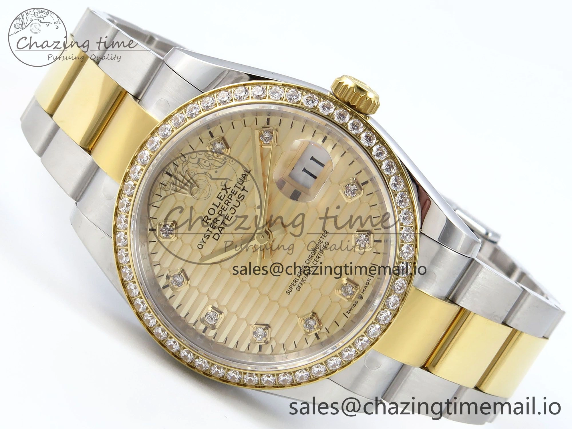 DateJust 36 126283RBR EWEF Best Edition YG Textured Diamonds Dial on SS YG Oyster Bracelet A Trendy 666