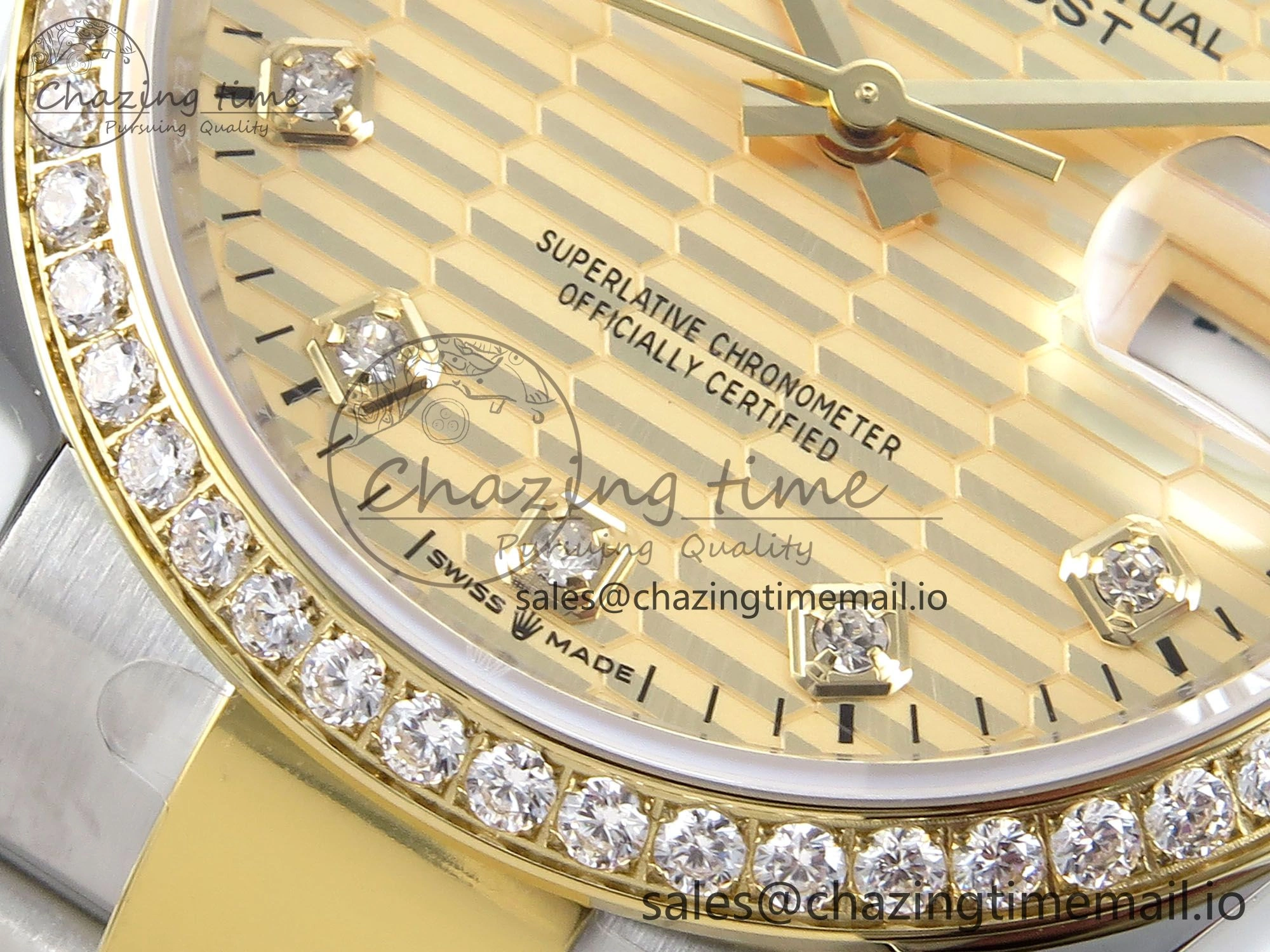 DateJust 36 126283RBR EWEF Best Edition YG Textured Diamonds Dial on SS YG Oyster Bracelet A Trendy 666
