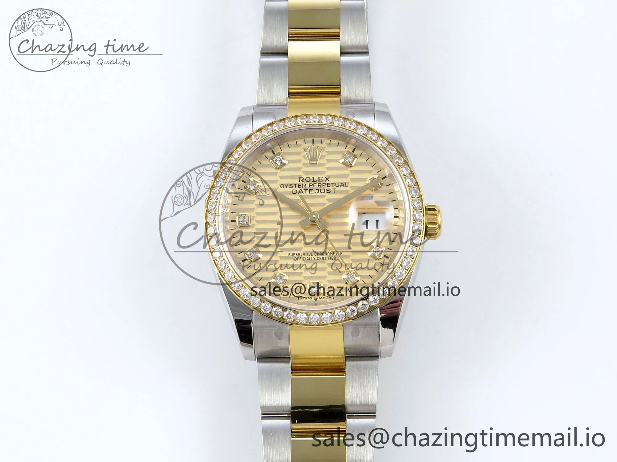 DateJust 36 126283RBR EWEF Best Edition YG Textured Diamonds Dial on SS YG Oyster Bracelet A Trendy 666