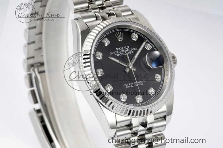 DateJust 36 DIWF 1:1 Best Edition 904L Steel Black Diamonds Dial on Jubilee Bracelet SA StreetReady 2319