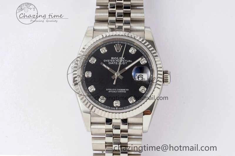 DateJust 36 DIWF 1:1 Best Edition 904L Steel Black Diamonds Dial on Jubilee Bracelet SA StreetReady 2319