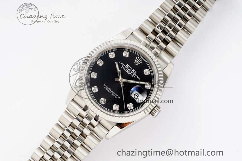 DateJust 36 DIWF 1:1 Best Edition 904L Steel Black Diamonds Dial on Jubilee Bracelet SA StreetReady 2319