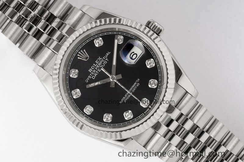 DateJust 36 DIWF 1:1 Best Edition 904L Steel Black Diamonds Dial on Jubilee Bracelet SA StreetReady 2319