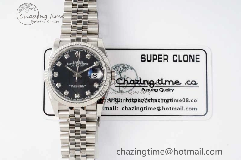 DateJust 36 DIWF 1:1 Best Edition 904L Steel Black Diamonds Dial on Jubilee Bracelet SA StreetReady 2319