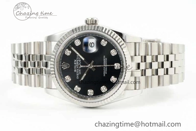 DateJust 36 DIWF 1:1 Best Edition 904L Steel Black Diamonds Dial on Jubilee Bracelet SA StreetReady 2319