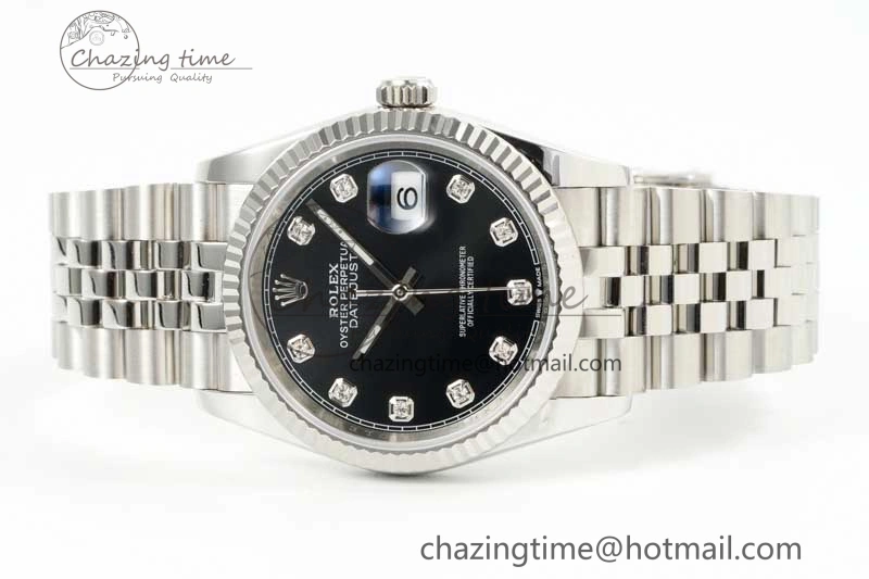 DateJust 36 DIWF 1:1 Best Edition 904L Steel Black Diamonds Dial on Jubilee Bracelet SA StreetReady 2319