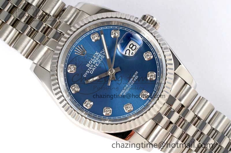 OnTrend DateJust 36 DIWF 1:1 Best Edition 904L Steel Blue Diamonds Dial on Jubilee Bracelet SA 2311