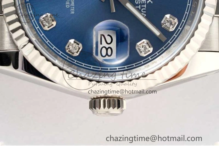OnTrend DateJust 36 DIWF 1:1 Best Edition 904L Steel Blue Diamonds Dial on Jubilee Bracelet SA 2311