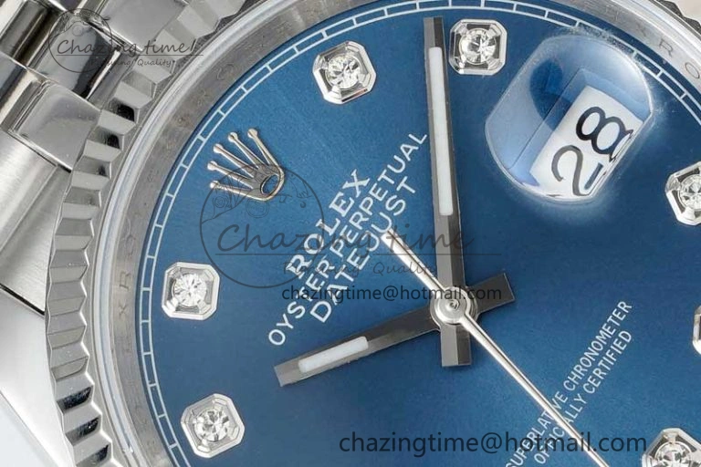 OnTrend DateJust 36 DIWF 1:1 Best Edition 904L Steel Blue Diamonds Dial on Jubilee Bracelet SA 2311