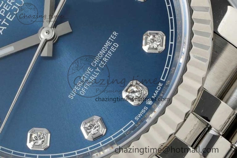 OnTrend DateJust 36 DIWF 1:1 Best Edition 904L Steel Blue Diamonds Dial on Jubilee Bracelet SA 2311