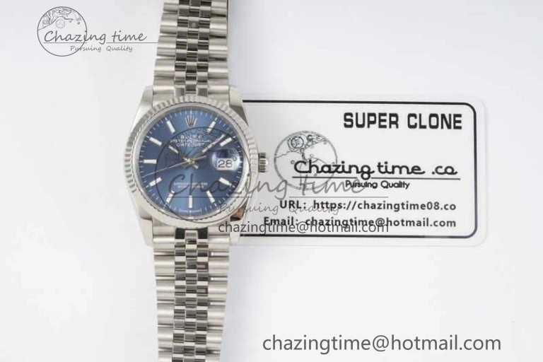DateJust 36 DIWF 1:1 Best Edition 904L Steel Blue Stick Dial on Jubilee Bracelet SA ZipUp 2317