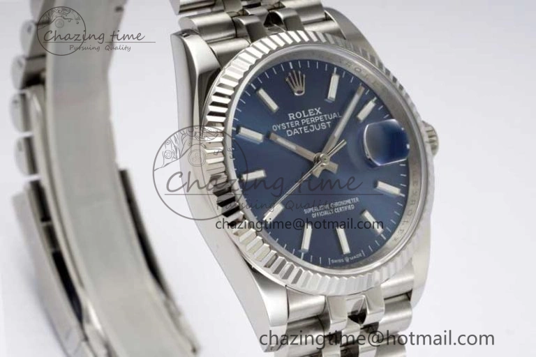 DateJust 36 DIWF 1:1 Best Edition 904L Steel Blue Stick Dial on Jubilee Bracelet SA ZipUp 2317