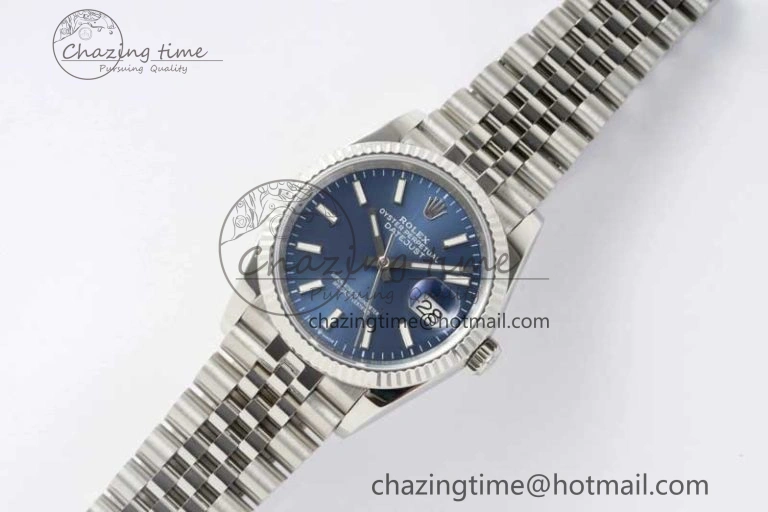 DateJust 36 DIWF 1:1 Best Edition 904L Steel Blue Stick Dial on Jubilee Bracelet SA ZipUp 2317