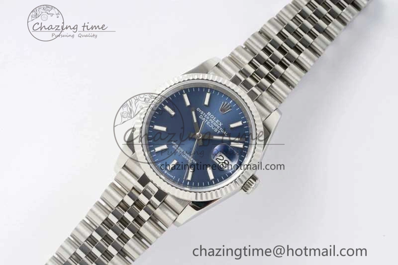 DateJust 36 DIWF 1:1 Best Edition 904L Steel Blue Stick Dial on Jubilee Bracelet SA ZipUp 2317