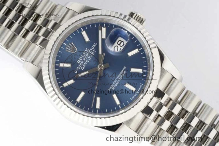 DateJust 36 DIWF 1:1 Best Edition 904L Steel Blue Stick Dial on Jubilee Bracelet SA ZipUp 2317