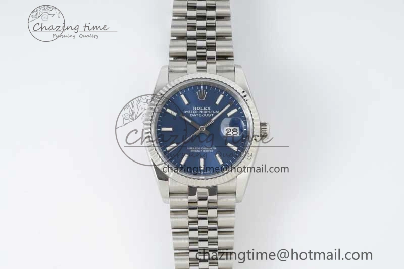 DateJust 36 DIWF 1:1 Best Edition 904L Steel Blue Stick Dial on Jubilee Bracelet SA ZipUp 2317