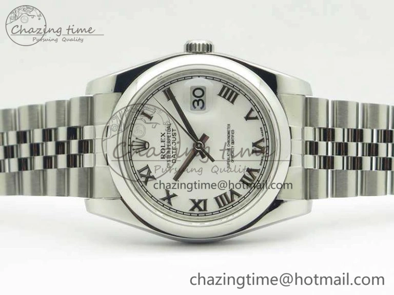 Flexible DateJust 36 SS 116200 ARF 1:1 Best Edition White Roman Dial On SS Jubilee Bracelet SA 3466