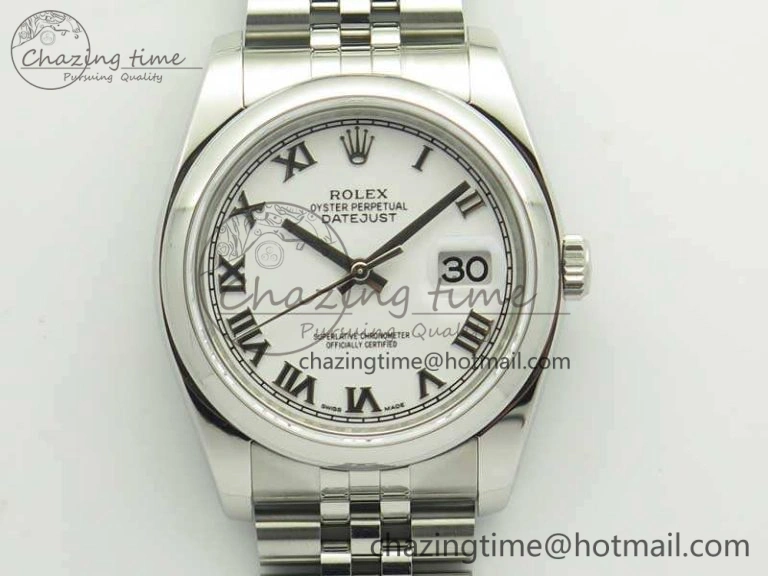 Flexible DateJust 36 SS 116200 ARF 1:1 Best Edition White Roman Dial On SS Jubilee Bracelet SA 3466