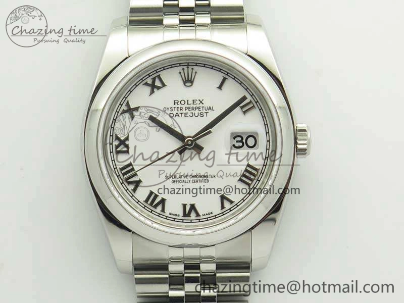 Flexible DateJust 36 SS 116200 ARF 1:1 Best Edition White Roman Dial On SS Jubilee Bracelet SA 3466