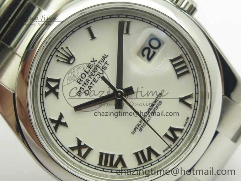 Sleek DateJust 36 SS 116200 ARF 1:1 Best Edition White Roman Dial On SS Oyster Bracelet SA 3465