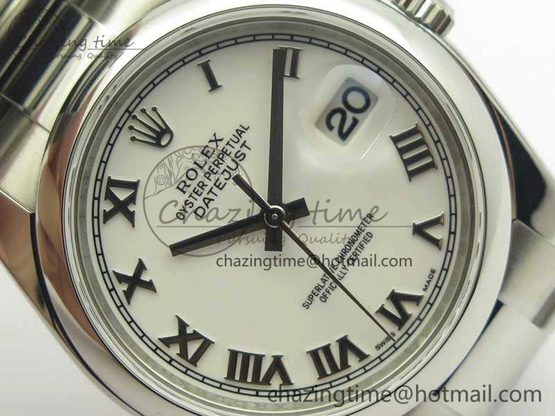 Sleek DateJust 36 SS 116200 ARF 1:1 Best Edition White Roman Dial On SS Oyster Bracelet SA 3465