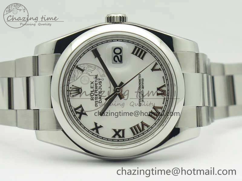 Sleek DateJust 36 SS 116200 ARF 1:1 Best Edition White Roman Dial On SS Oyster Bracelet SA 3465
