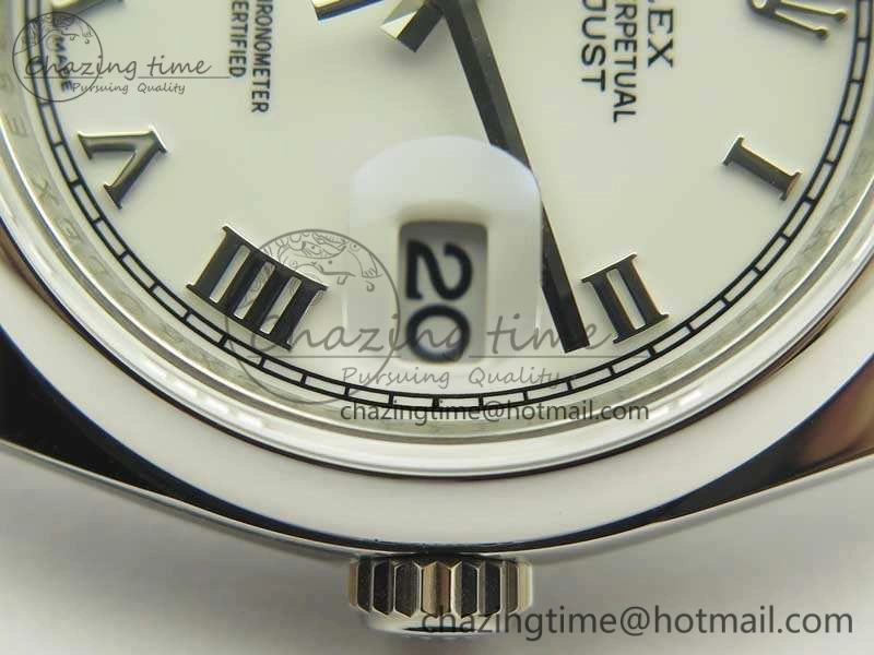 Sleek DateJust 36 SS 116200 ARF 1:1 Best Edition White Roman Dial On SS Oyster Bracelet SA 3465