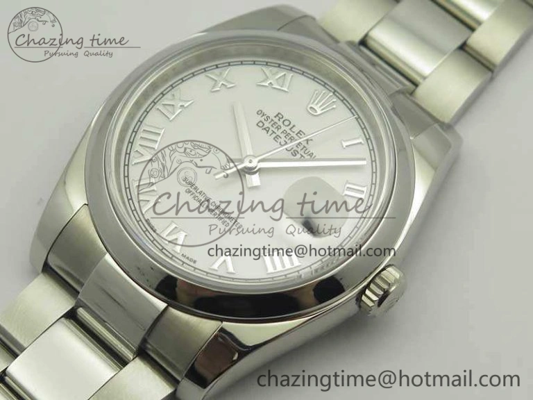 Sleek DateJust 36 SS 116200 ARF 1:1 Best Edition White Roman Dial On SS Oyster Bracelet SA 3465