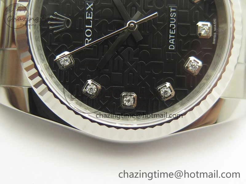 DateJust 36 SS 116200 Fluted Bezel DJF Best Edition Black Com Diam Dial on SS 904L Oyster Bracelet A Soft 10676