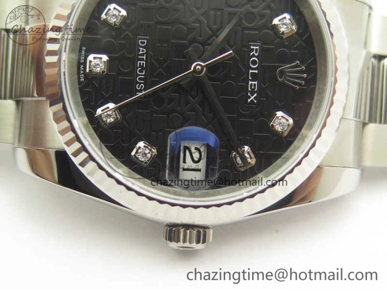 DateJust 36 SS 116200 Fluted Bezel DJF Best Edition Black Com Diam Dial on SS 904L Oyster Bracelet A Soft 10676