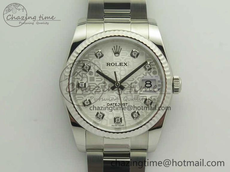 DateJust 36 SS 116200 Fluted Bezel DJF Best Edition Silver Com Diam Dial on SS 904L Oyster Bracelet A EasyCare 3368
