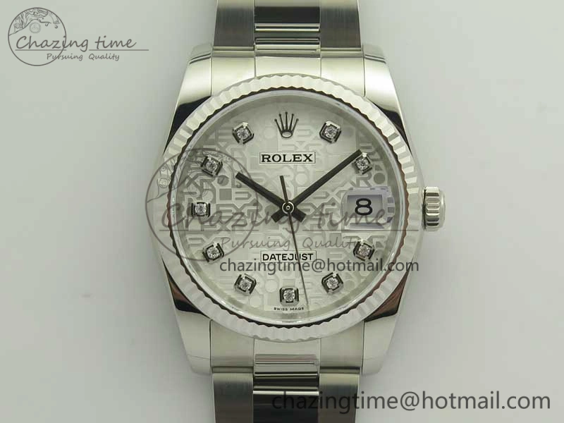 Sleek DateJust 36 SS 116200 Fluted Bezel DJF Best Edition Silver Com Diam Dial on SS 904L Oyster Bracelet A 10679