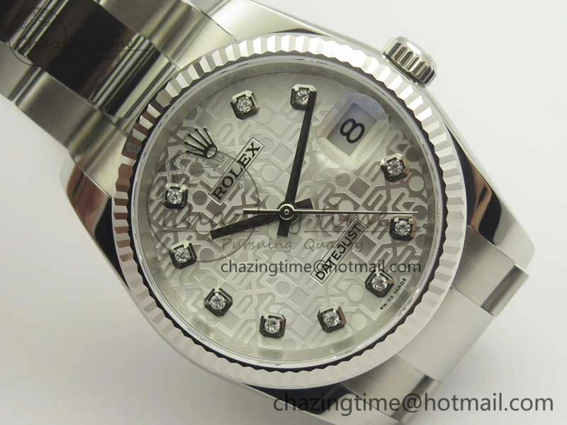 Sleek DateJust 36 SS 116200 Fluted Bezel DJF Best Edition Silver Com Diam Dial on SS 904L Oyster Bracelet A 10679