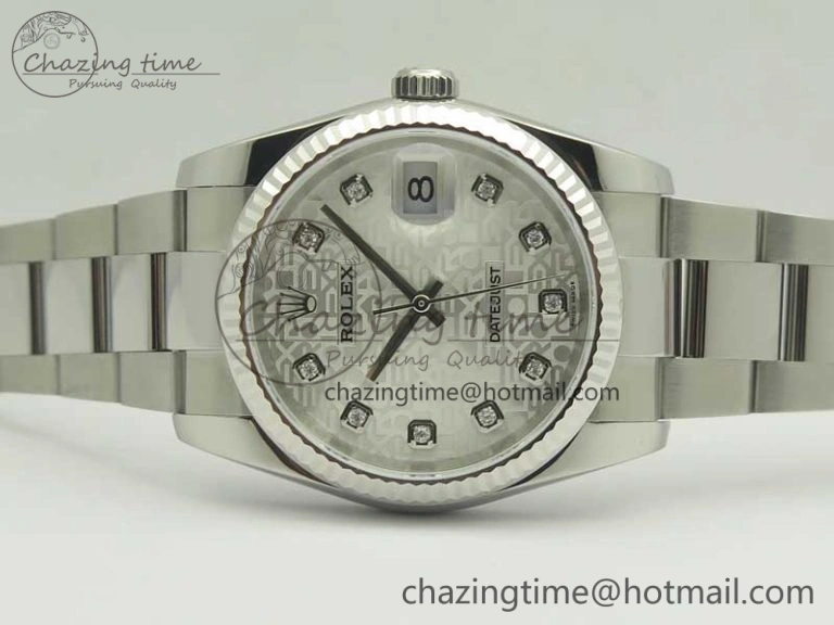 Sleek DateJust 36 SS 116200 Fluted Bezel DJF Best Edition Silver Com Diam Dial on SS 904L Oyster Bracelet A 10679