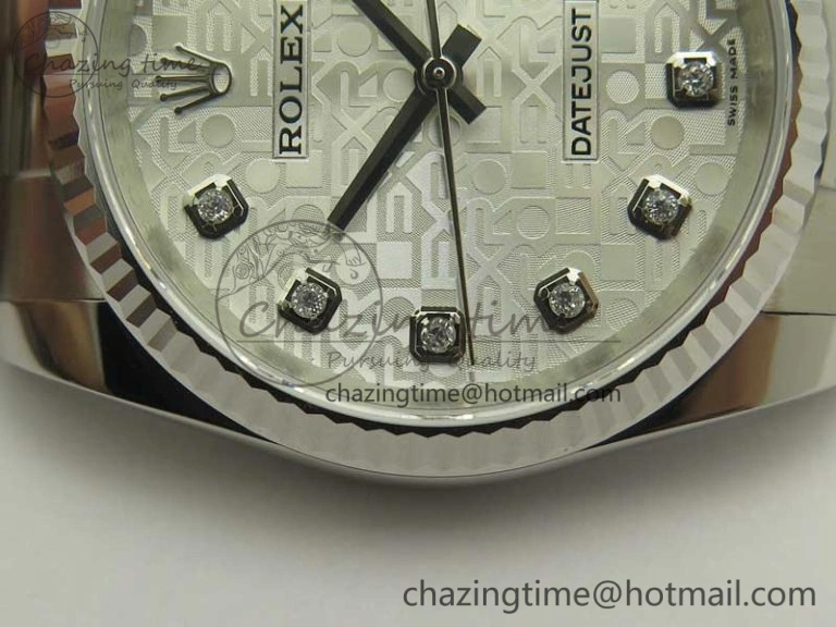 Sleek DateJust 36 SS 116200 Fluted Bezel DJF Best Edition Silver Com Diam Dial on SS 904L Oyster Bracelet A 10679