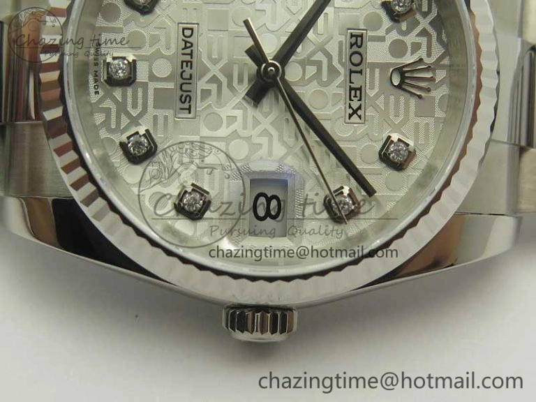 Sleek DateJust 36 SS 116200 Fluted Bezel DJF Best Edition Silver Com Diam Dial on SS 904L Oyster Bracelet A 10679